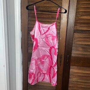 Pink Heart Print Women's Pajama Dress